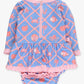 Baby Girls Tropical Trellis Long Sleeve One Piece Bow Peplum Rash Guard Swimsuit with Signature Rear Ruffles