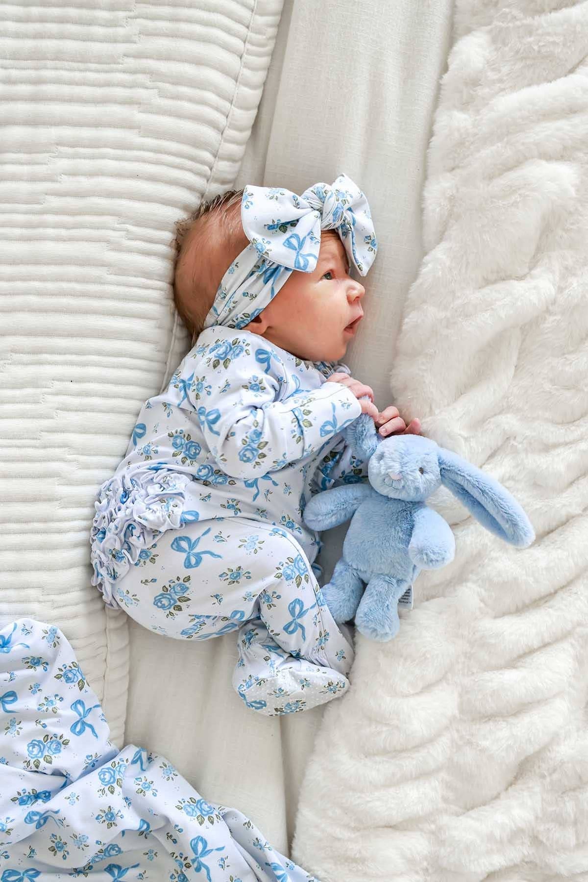 Ruffle Zipper Bamboo Footie | Tied In Blooms