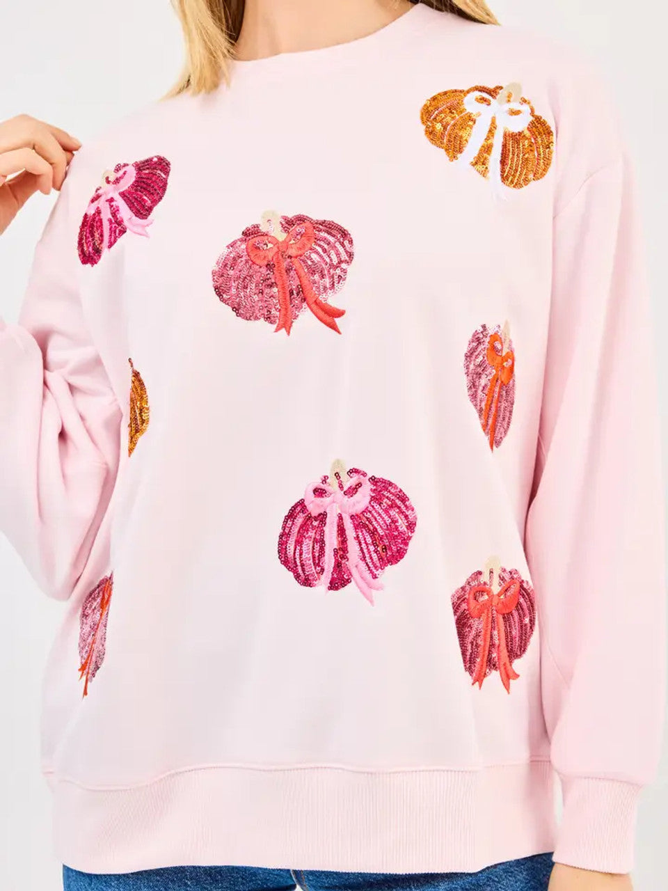 Sequin Pumpkin Bow Sweatshirt