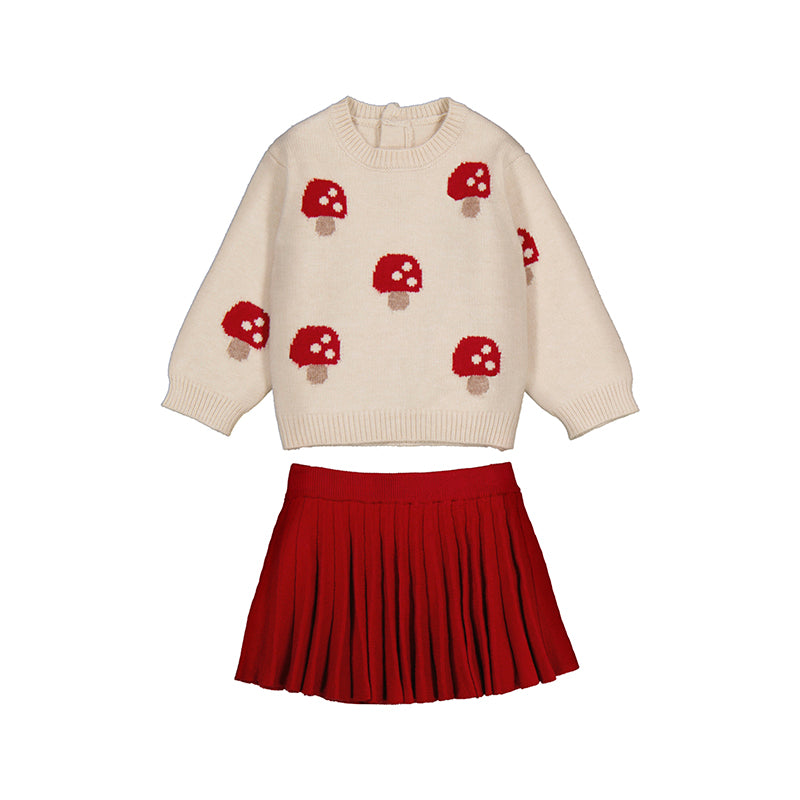 Mushroom Sweater and Skirt Set // Red // 2925-15