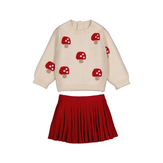 Mushroom Sweater and Skirt Set // Red // 2925-15