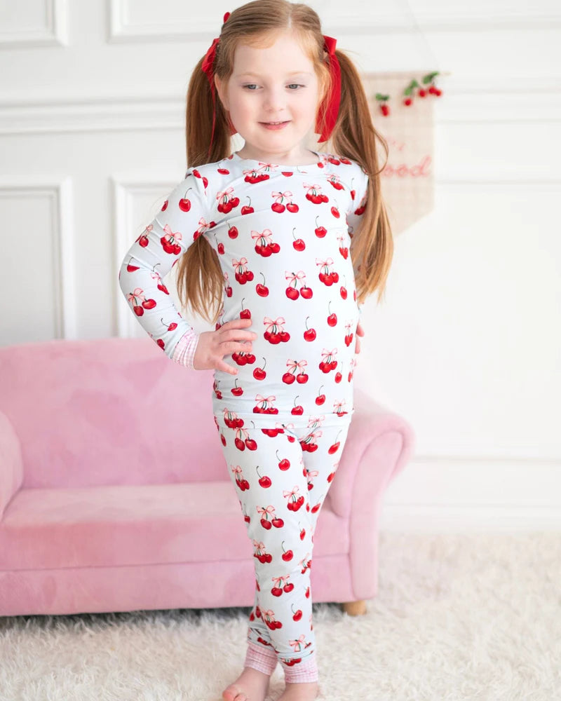 Cherry Pajamas in Blue with little bow