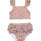 Two-piece swimsuit with floral pattern