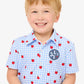 Boys Apple Orchard Gingham Knit Performance Short Sleeve Button Down Shirt