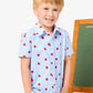 Boys Apple Orchard Gingham Knit Performance Short Sleeve Button Down Shirt