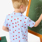 Boys Apple Orchard Gingham Knit Performance Short Sleeve Button Down Shirt