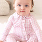 Peter Pan Collar Ruffle Zipper Footie | Rosy Gingham