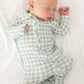 Peter Pan Collar Zipper Footie // Moss Gingham