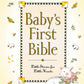 Book cover of 'Baby's First Bible' with illustrations of a lamb and flowers 