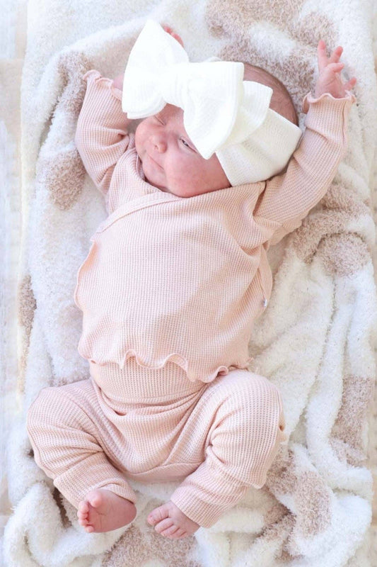 Two-Piece Waffle Crossover Top & Bottom | Pink Fawn