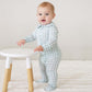 Peter Pan Collar Zipper Footie // Moss Gingham