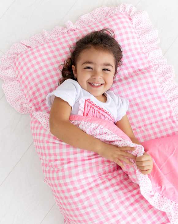 Girls Nap Mat - Ruffle Pink Gingham