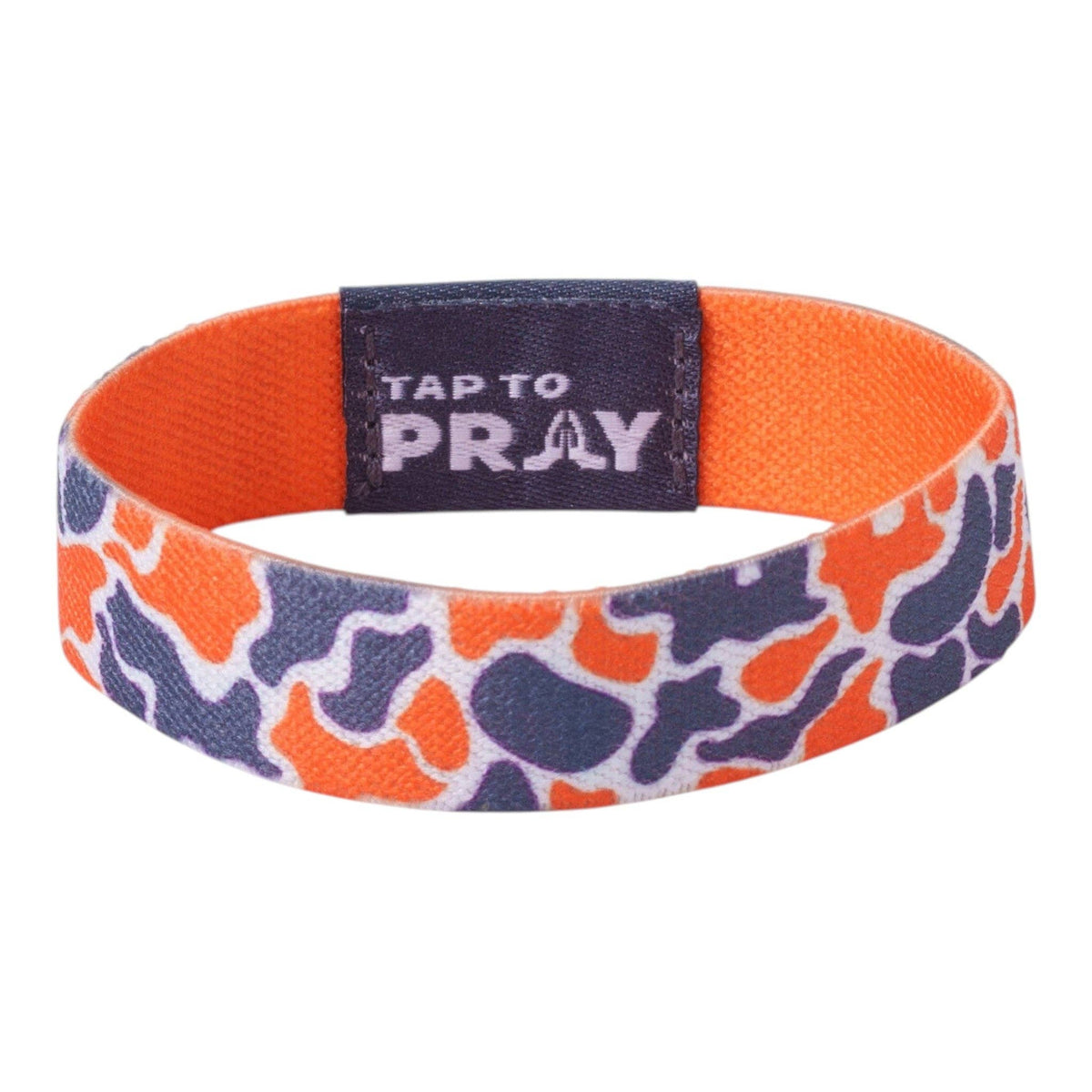 Tap To Pray® Wristband // Team Camo - Orange & Grey
