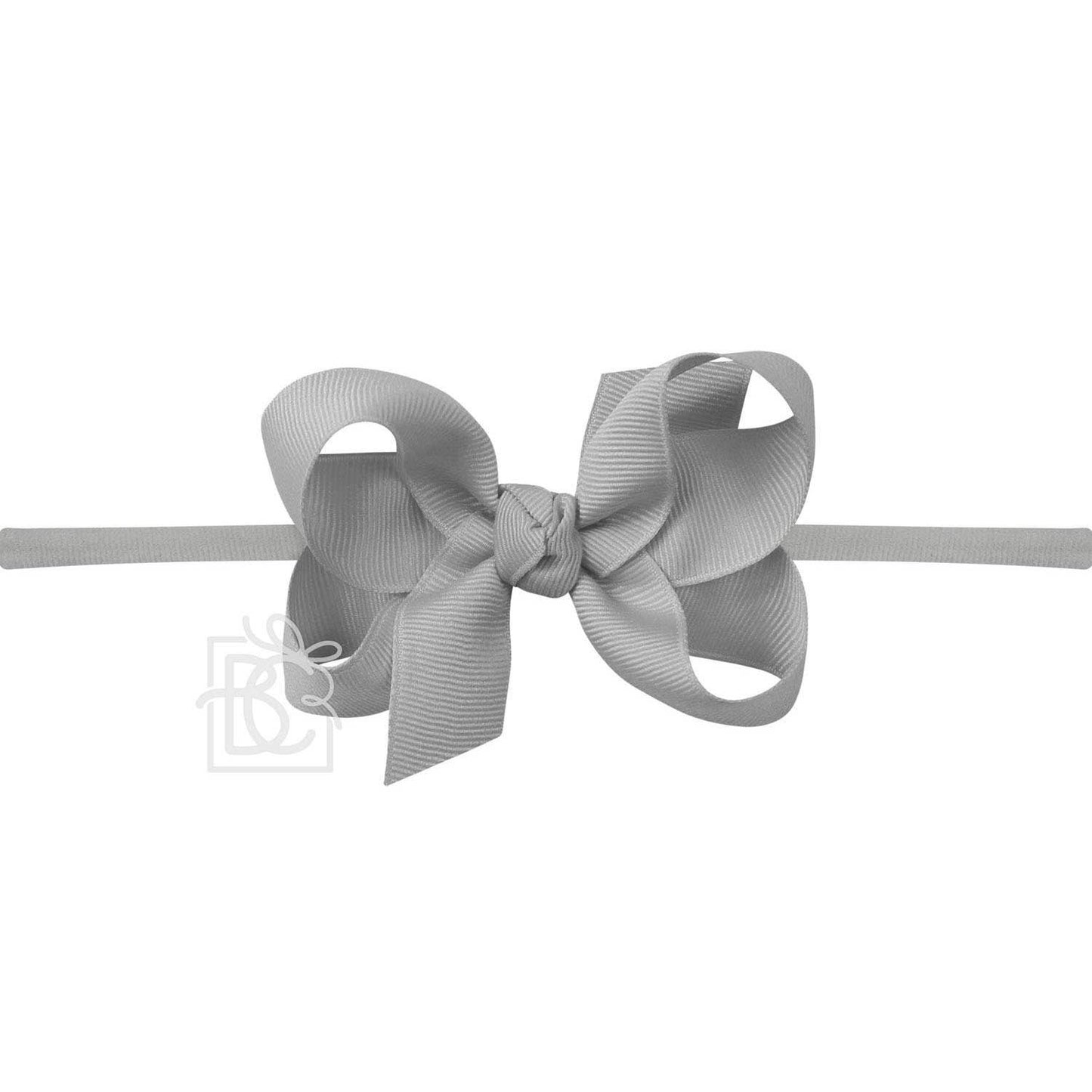 1/4" NYLON PANTYHOSE HEADBAND W/SIGNATURE GROSGRAIN BOW