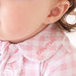Peter Pan Collar Ruffle Zipper Footie | Rosy Gingham