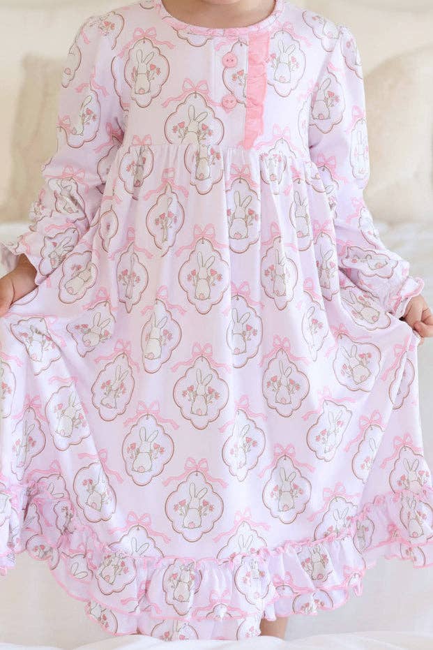 Long Sleeve Princess Ruffle Nightgown | Cottontail Couture
