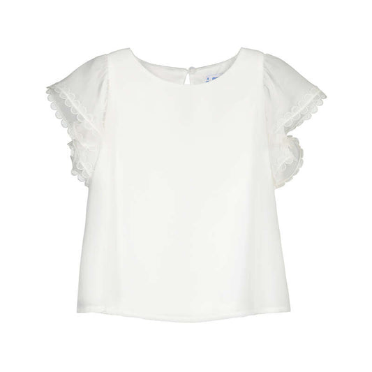 White blouse with ruffled sleeves