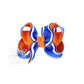 Orange and Electric Blue Layered Bow w/ White Bold Stripes