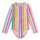San Sebastian Stripe Long Sleeve Rashguard Swimsuit