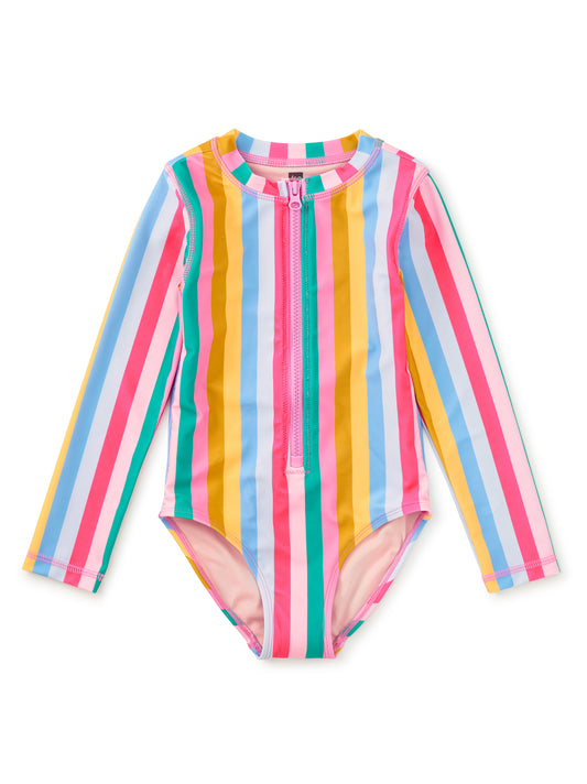 San Sebastian Stripe Long Sleeve Rashguard Swimsuit