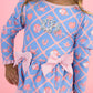 Girls Tropical Trellis Long Sleeve One Piece Bow Peplum Rash Guard Swimsuit