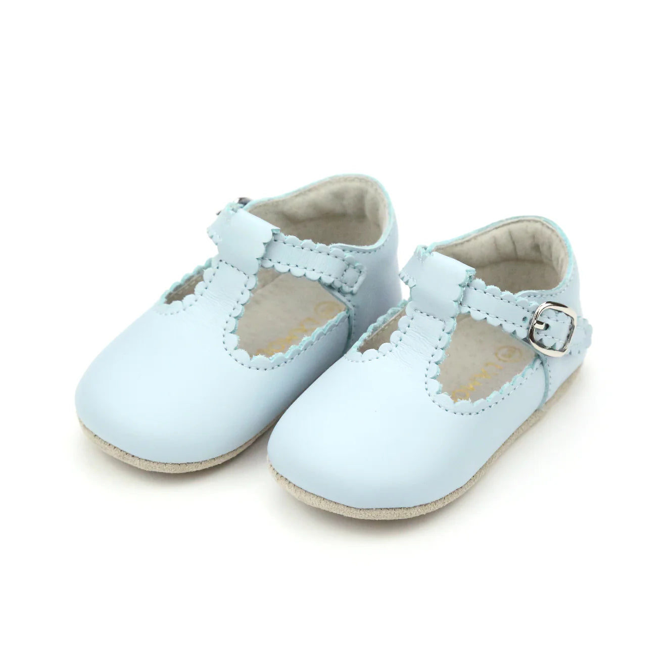 Elodie Scalloped T-Bar Crib Mary Jane // Light Blue
