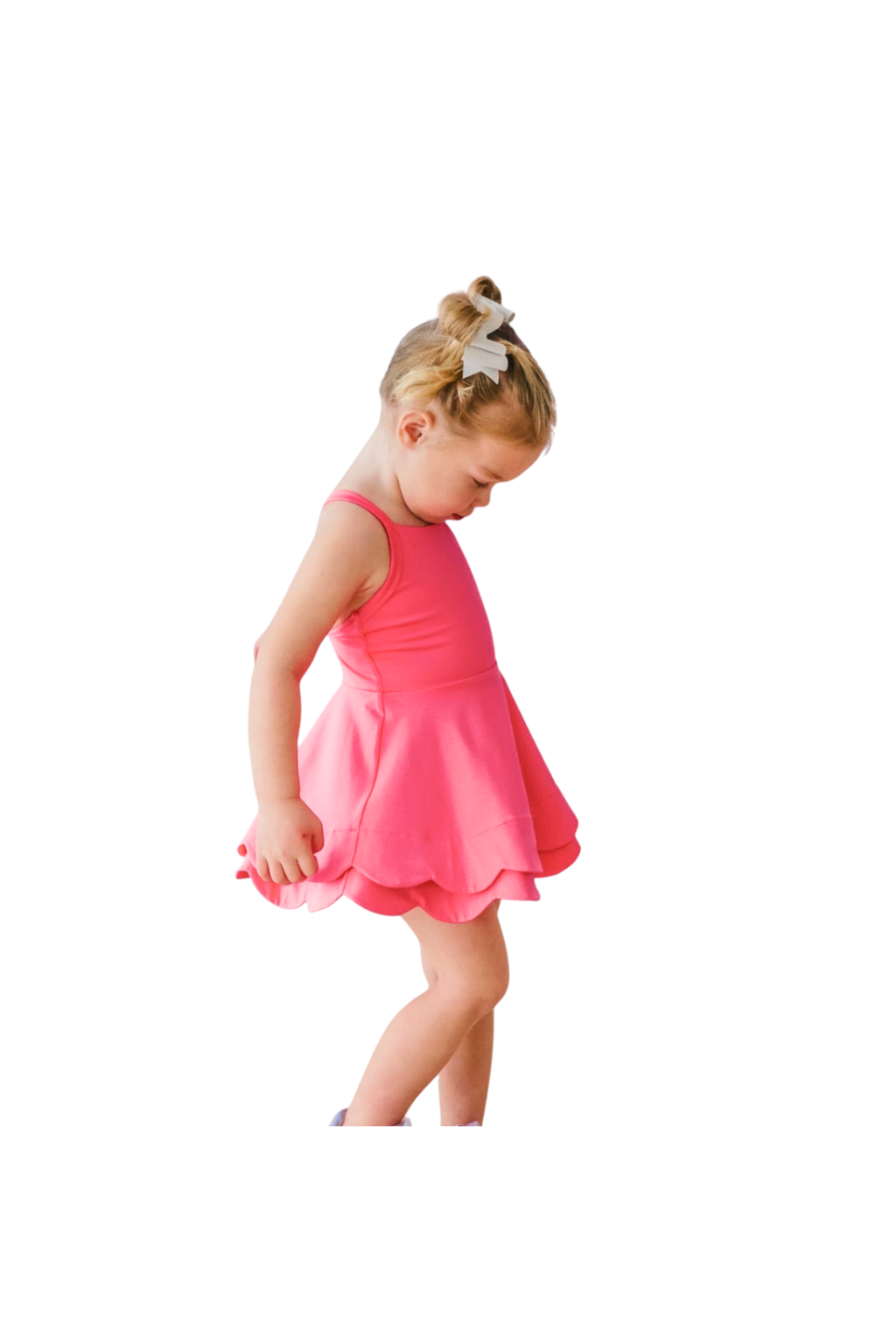 Scallop Athleisure Dress // Hot Pink