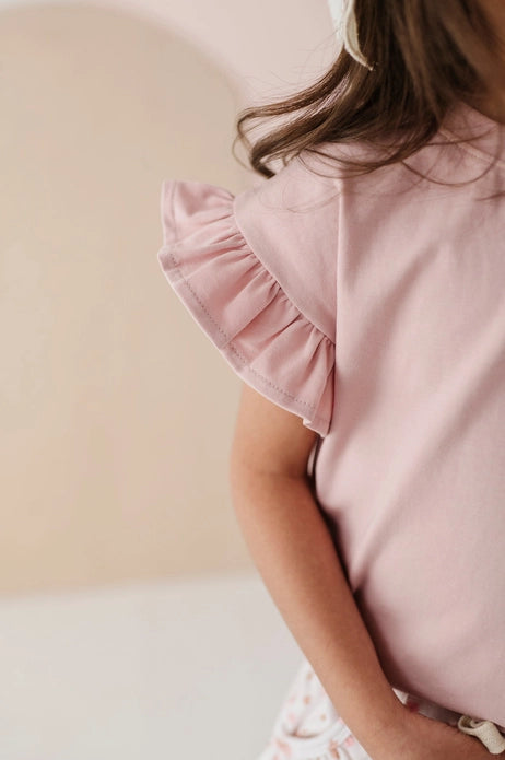 Spring Mauve Ruffle Top & Floral Skort