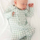 Peter Pan Collar Zipper Footie | Moss Gingham