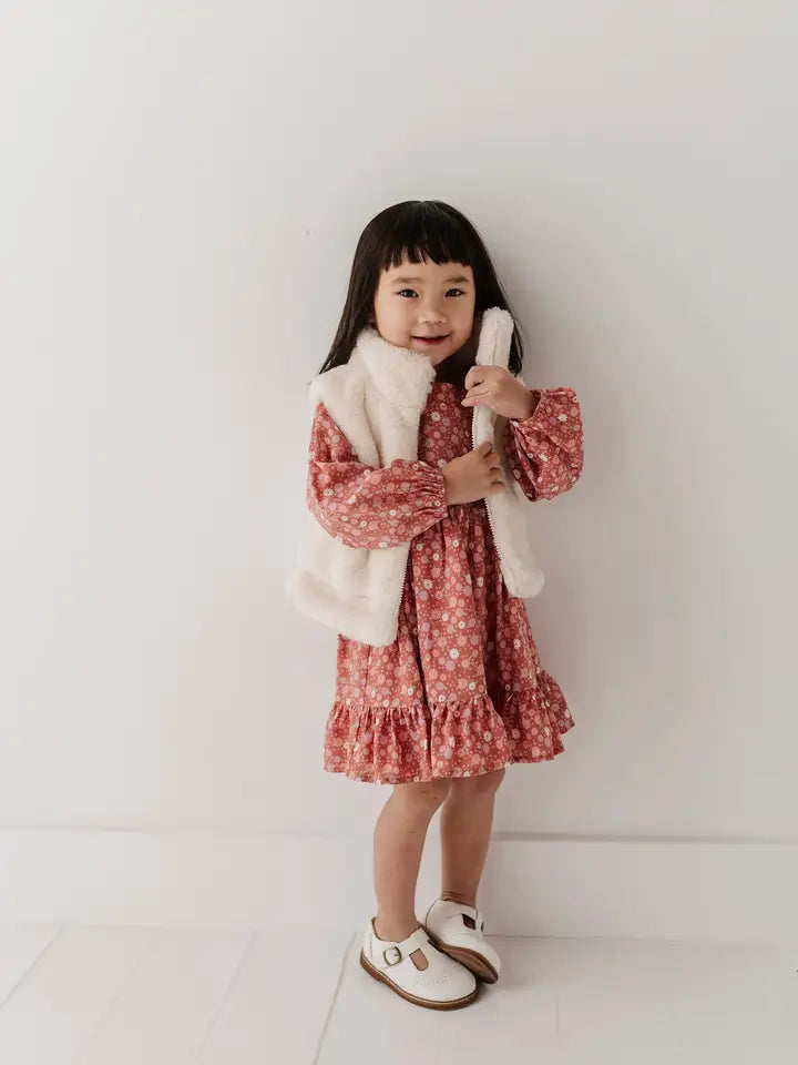Girls Faux Fur Vet // Cream