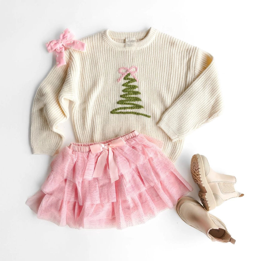 Coquette Christmas Tree Knit Sweater
