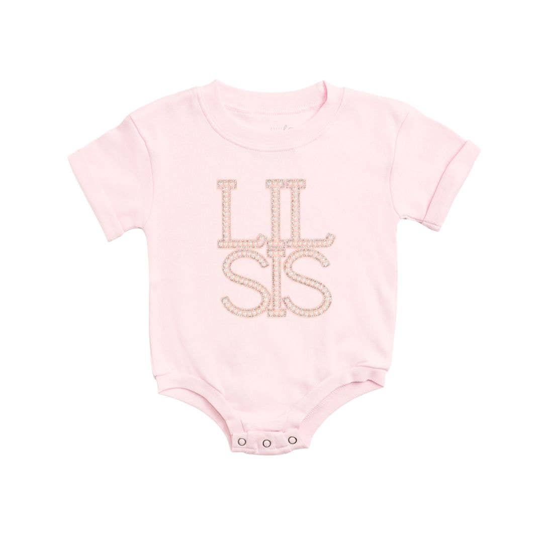 Lil Sis Pearl Patch Short Sleeve Romper - Family Fun