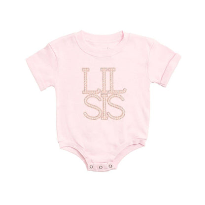 Lil Sis Pearl Patch Short Sleeve Romper - Family Fun