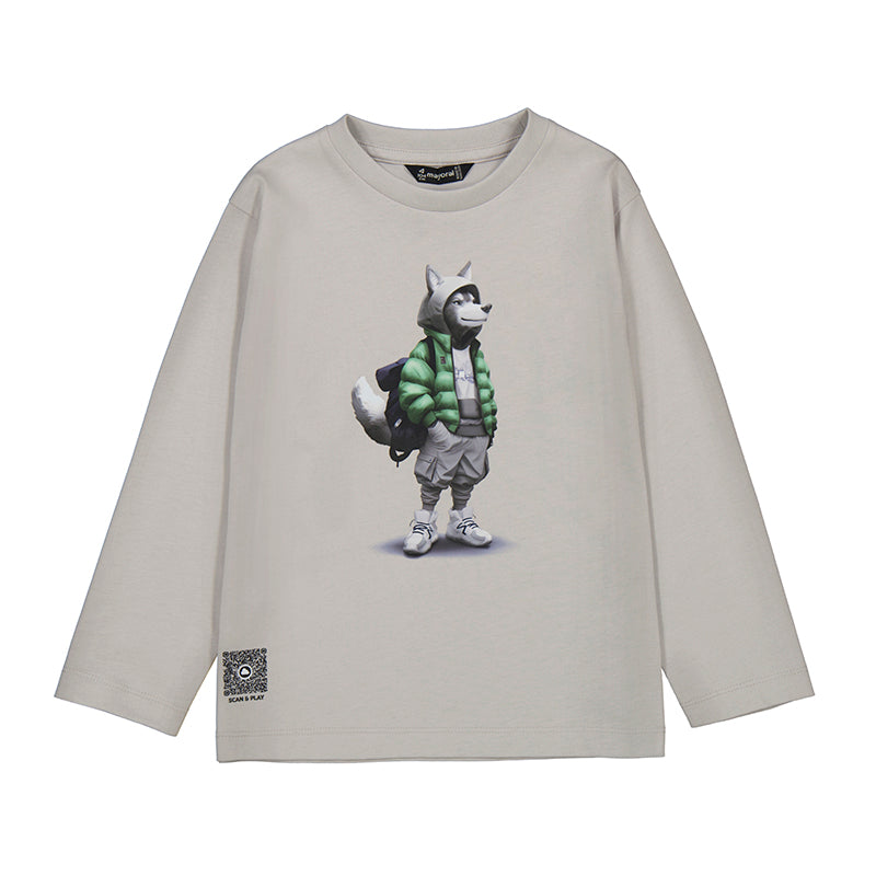 Long Sleeve Wolf T-Shirt // Smoke // 4083-10
