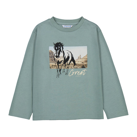 Long Sleeve Horse T-Shirt // Glacial // 4093-57