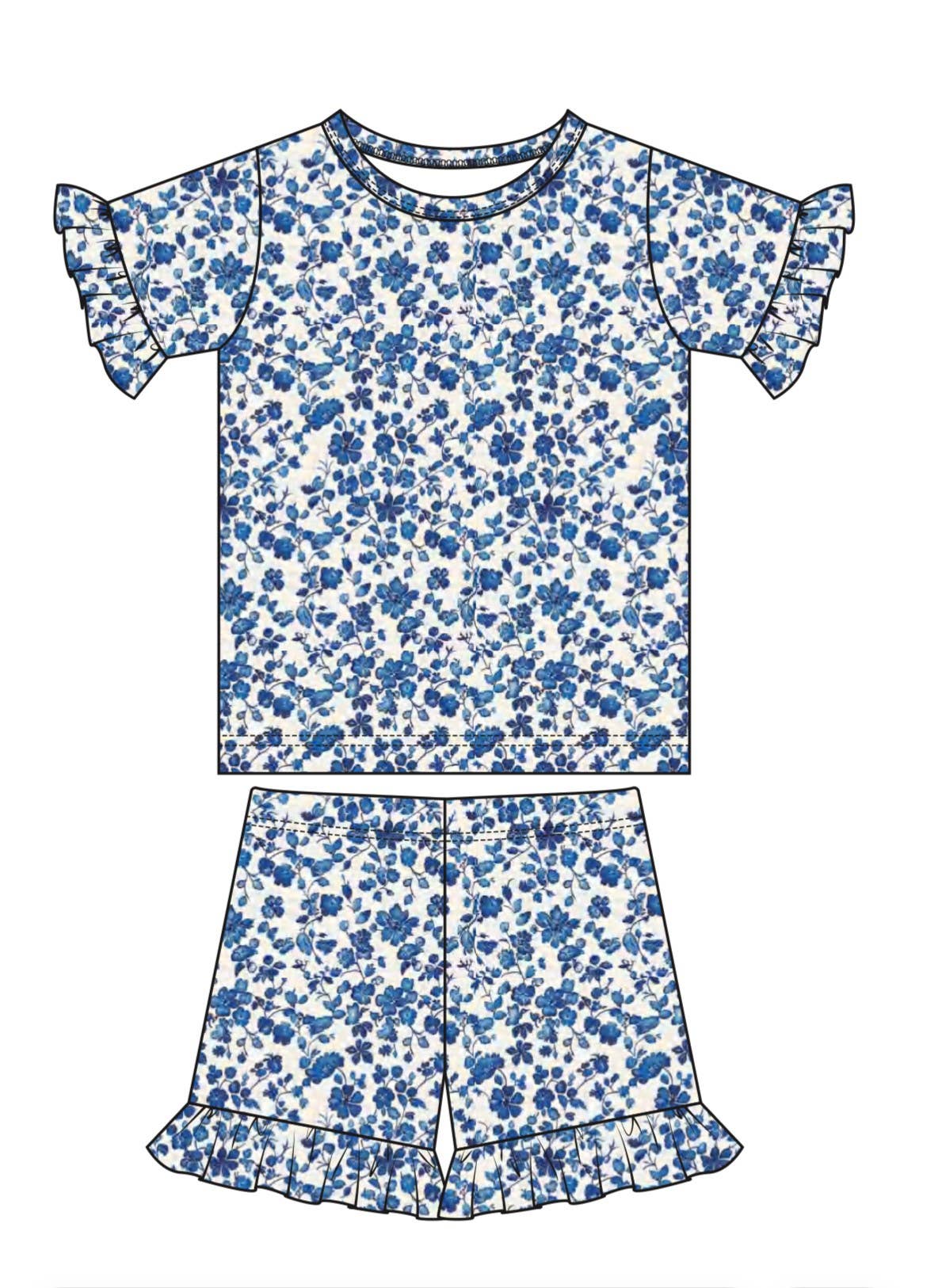 Blue Floral Shorts Pajamas