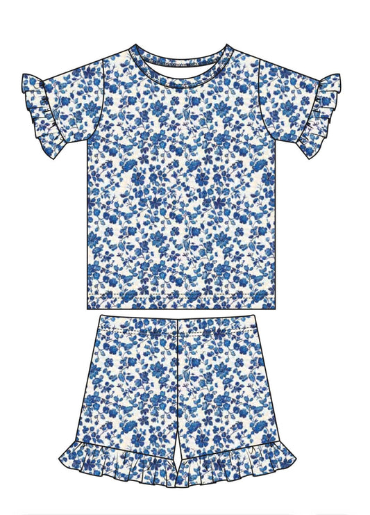 Blue Floral Shorts Pajamas