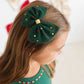 Emerald Rhinestone Tulle Bow