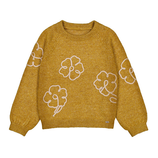 Flower Aplique Sweater // Mustard // 4308-91
