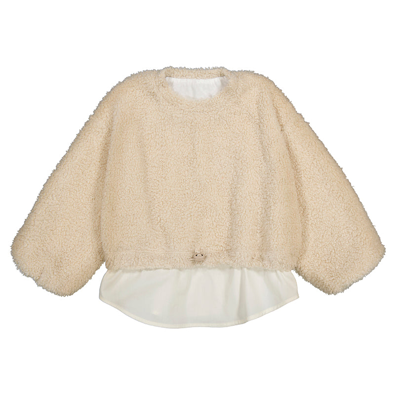 Lamb Wool Combined Pullover // Almond // 4431-16