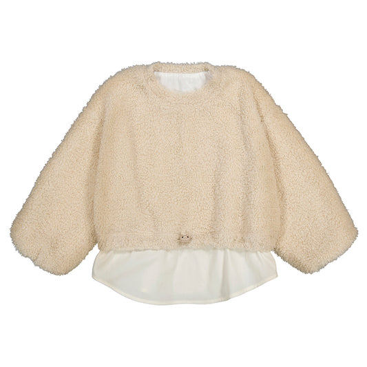 Lamb Wool Combined Pullover // Almond // 4431-16