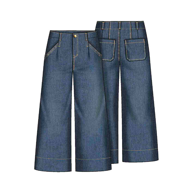 Girl's Wide Leg Denim Pants // Medium // 4578-86