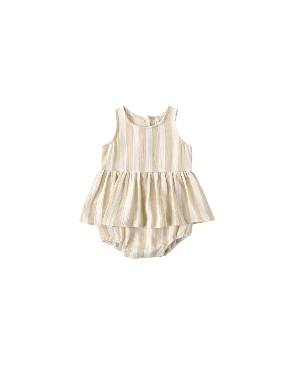 Butter Yellow Striped baby romper with ruffle