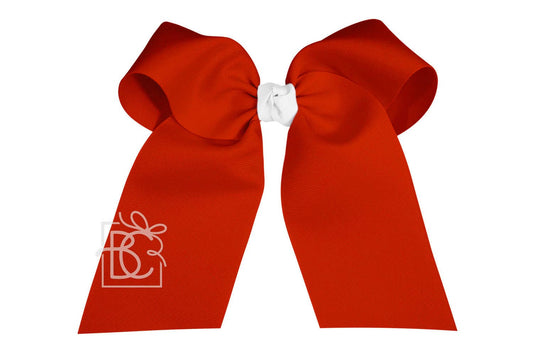 Cheer Bows on Pony-O (Red & White)