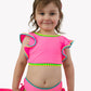 Girls Neon Pink Crochet Detail Butterfly Tankini 2-Piece Swimsuit