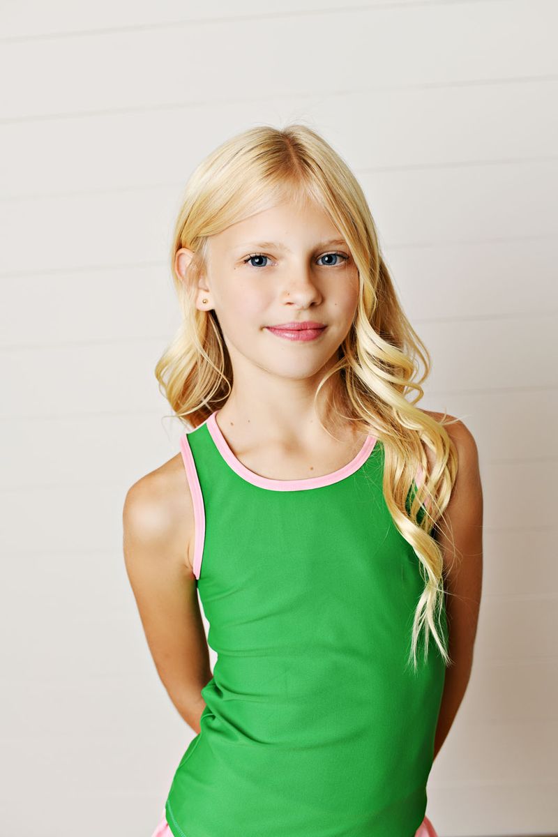 Country Club Active Tank // Green & Pink