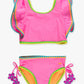 Girls Neon Pink Crochet Detail Butterfly Tankini 2-Piece Swimsuit