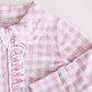 Peter Pan Collar Ruffle Zipper Footie // Rosy Gingham