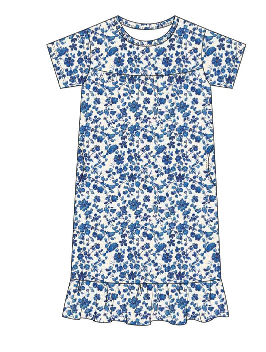 Blue floral night gown