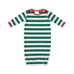 Green and white striped baby gown 